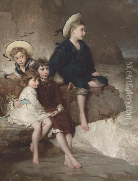The Children Of Sir H. Hussey Vivian Oil Painting - George Elgar Hicks