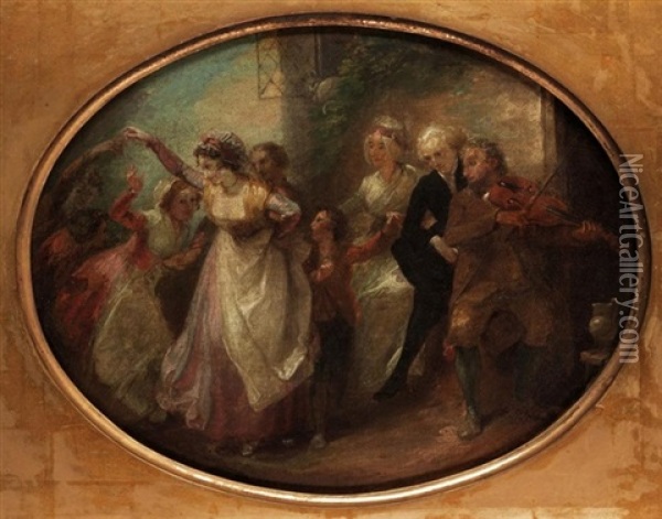 Merrymaking (+ Music; Pair) Oil Painting - Thomas Stothard
