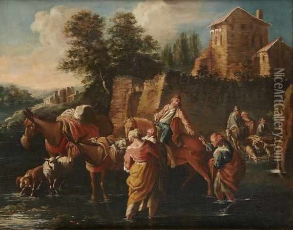 Le Passage Du Gue Oil Painting - Francesco Zuccarelli