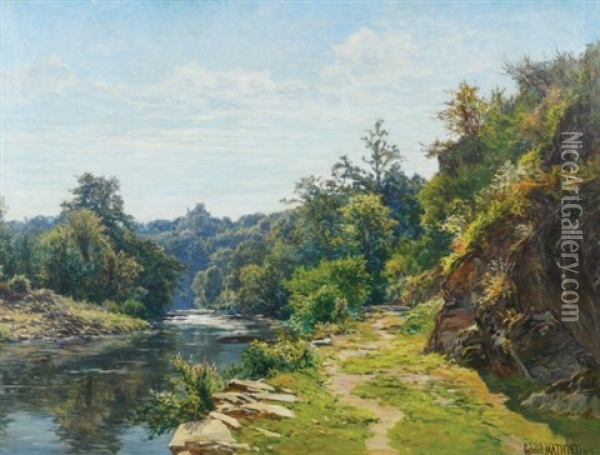 River Scene Oil Painting - Gabriel Mathieu