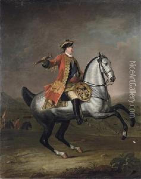 Equestrian Portrait Of Prince William Augustus Oil Painting - David Morier