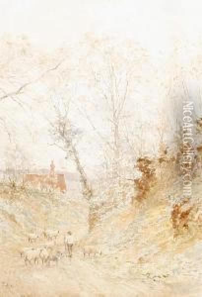 'road To St Martha's Chapel, Guildford' Oil Painting - Ernest Albert Waterlow