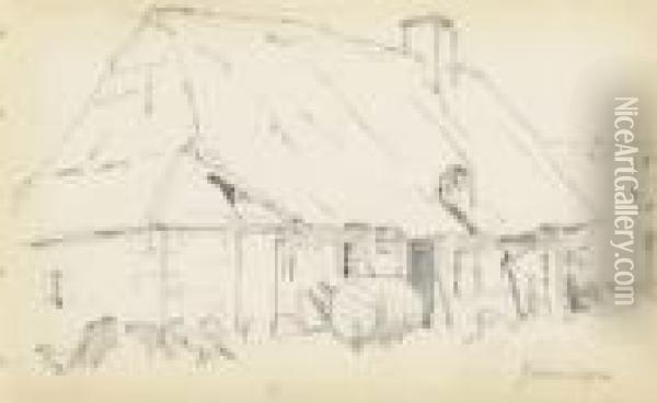 La Maison; And Two Companion Drawings Oil Painting - Theodore Robinson
