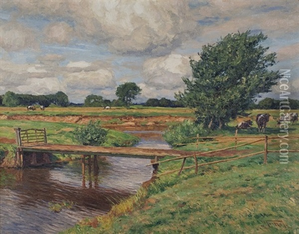 Summer Day At The Lower Rhine Oil Painting - Wilhelm Fritzel