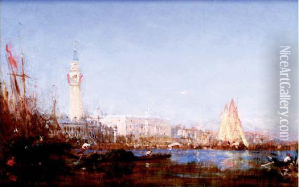 Gondoles Et Voiliers, Bassin De Venise Oil Painting - Felix Ziem