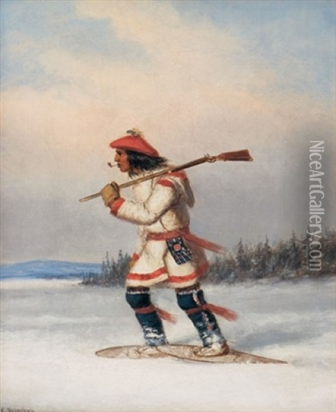 Trapper In The Snow Oil Painting - Cornelius David Krieghoff