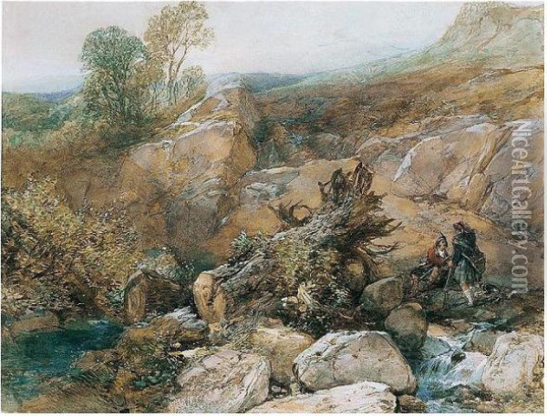 Shooting In The Highlands Oil Painting - James Duffield Harding