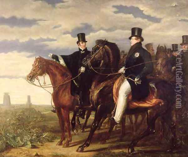 The Duke of Wellington describing the Field of Waterloo to King George IV 1762-1830 Oil Painting - Benjamin Robert Haydon
