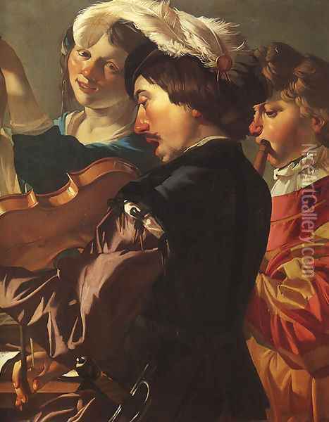 Concert (detail) 1623 Oil Painting - Dirck Van Baburen