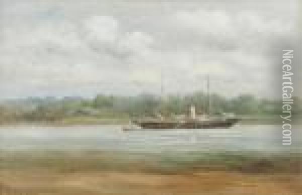 The 'wild Wave', R.y.s. Moored At Pin Mill Oil Painting - John Moore Of Ipswich