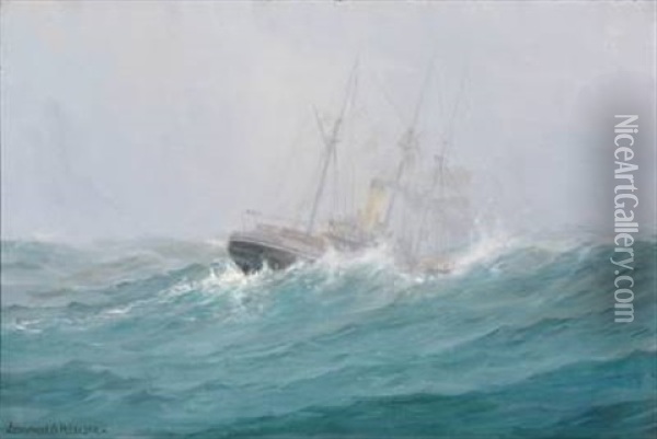 Hans Egede In A Storm Oil Painting - Emanuel A. Petersen