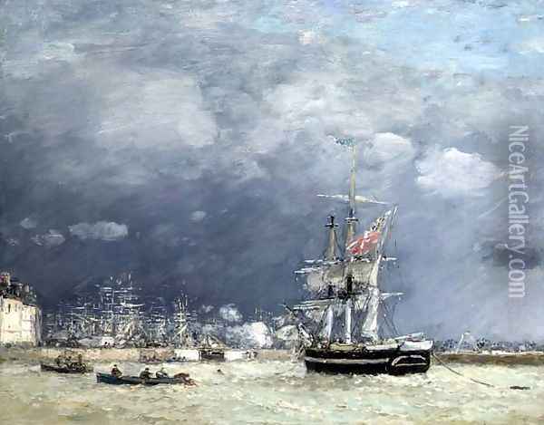 Evening, Le Havre 1866 Oil Painting - Eugene Boudin