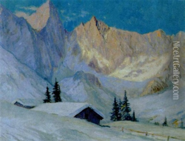 Im Winter Oil Painting - Franz Erler