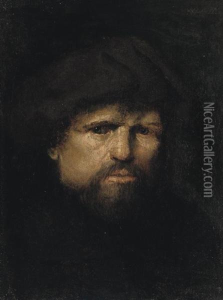 A Tronie Of A Bearded Man In A Hat Oil Painting - Nicolaes Van Haften
