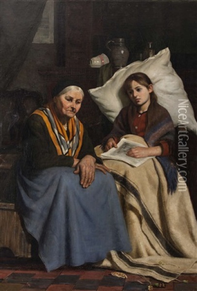 Convalescent Oil Painting - Nathaniel, R.H.A. Hill