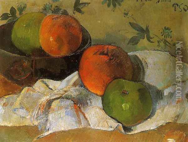 Apples And Bowl Oil Painting - Paul Gauguin