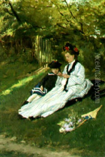 A Rest In The Park Oil Painting - Victor Fontaine