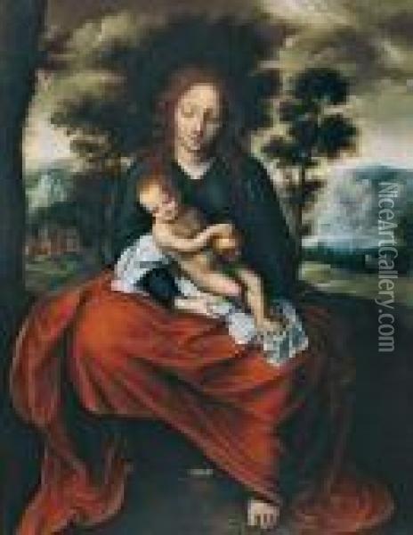 Landschaft Mit Madonna Und Kind. Oil Painting - Jan Massys