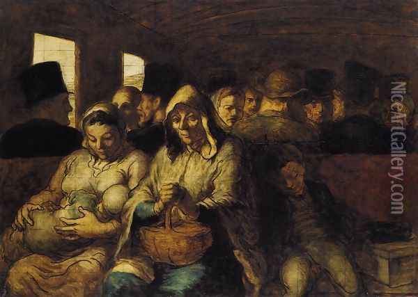 The Third-class Carriage 1860-63 Oil Painting - Honore Daumier