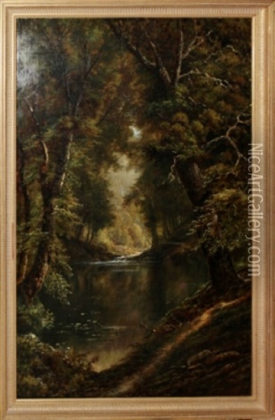 Forest River Scene Oil Painting - Edmund Darch Lewis