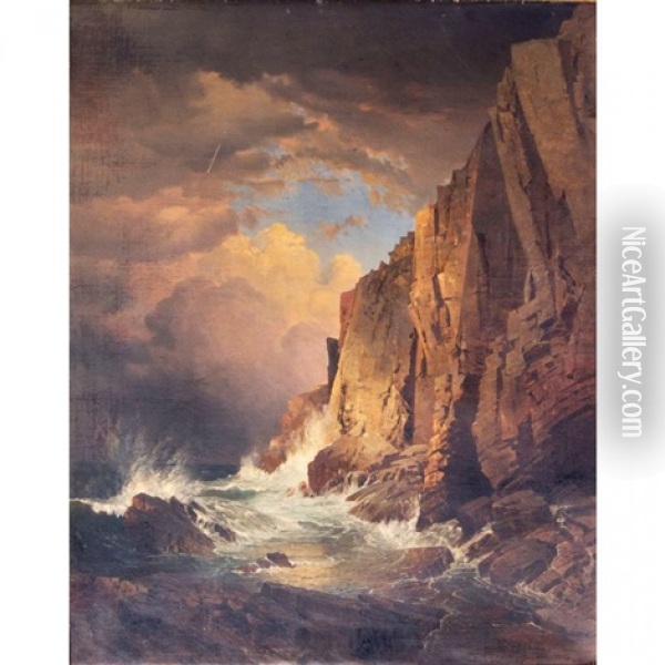 The Otter Cliffs, Mount Desert Island, Maine Oil Painting - William Trost Richards