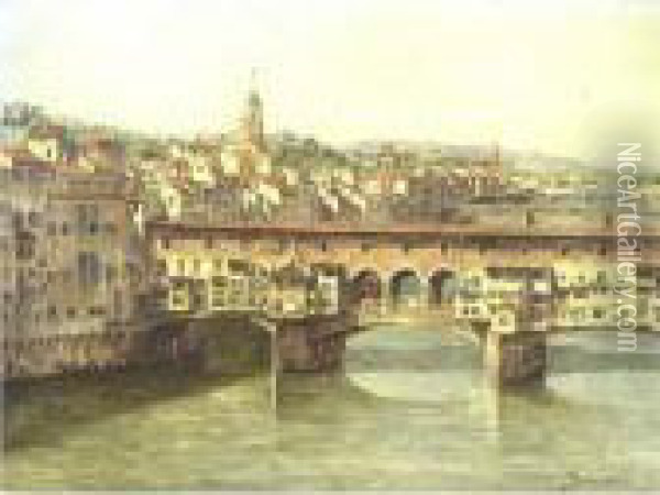 View Of The Ponte Vecchio Oil Painting - Antonietta Brandeis