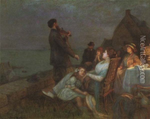 Members Of The Danish Artist's Colony At Skagen In North Jutland (?) Oil Painting - Jose Belon