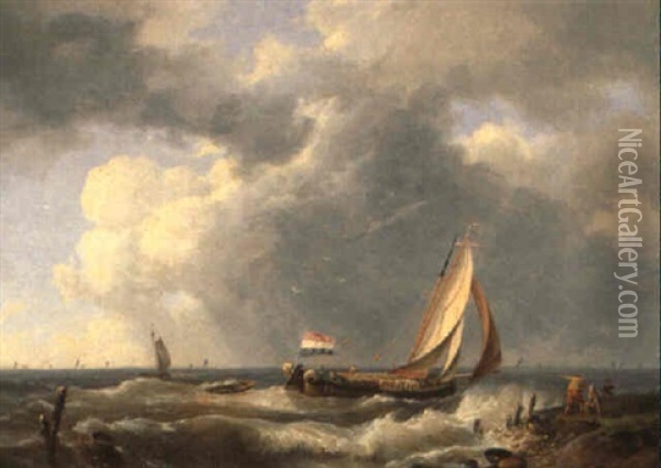 Marine Par Temps Calme Oil Painting - Hermanus Koekkoek the Younger