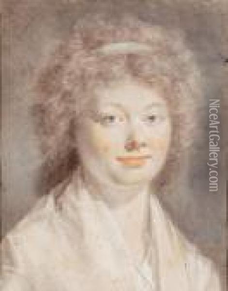 Portrait De Jeune Femme En Buste Oil Painting - Jean Jacques II Lagrenee