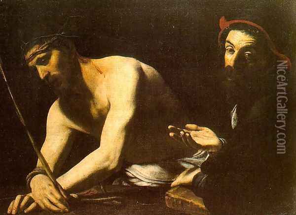 Christ before Caiaphas, c.1615 Oil Painting - Giovanni Battista Caracciolo