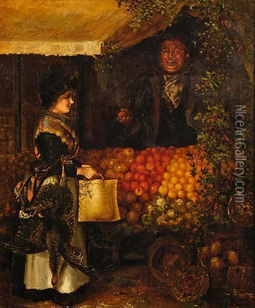 Fruit Stall Oil Painting - Mark W. Langlois