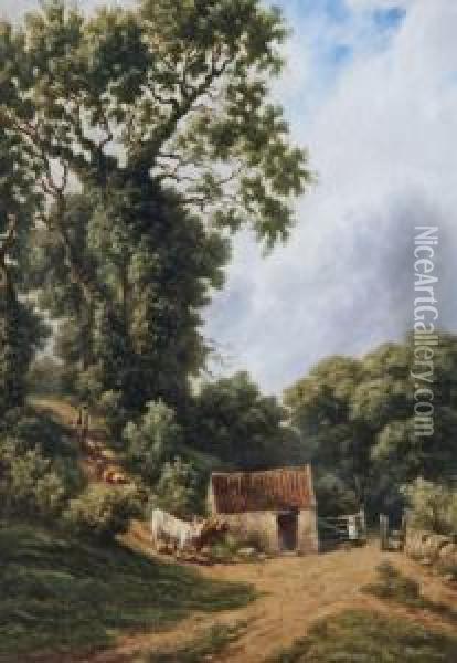 The Little Cow Herd, Glendalough, Co. Wicklow Oil Painting - John Faulkner