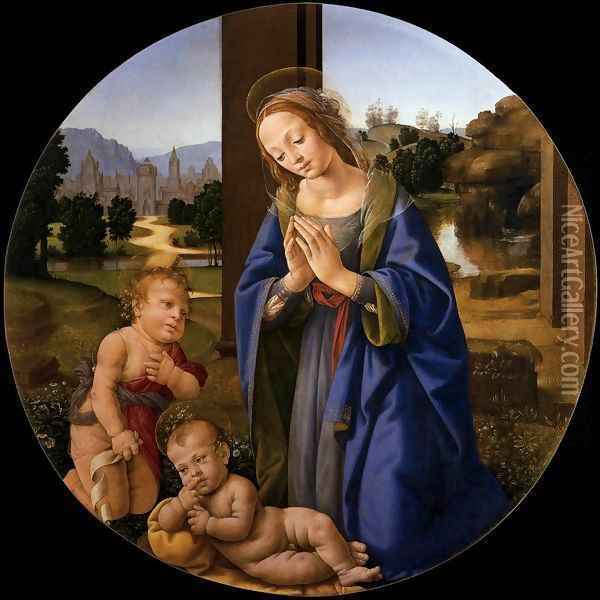 Adoration of the Child Oil Painting - Lorenzo Di Credi