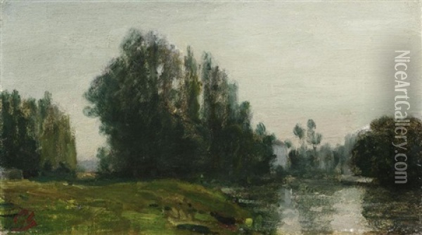 Bewaldete Fluslandschaft Oil Painting - Adolphe Felix Cals