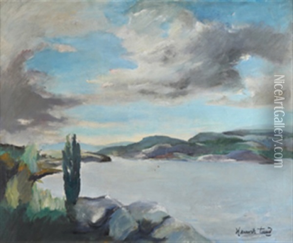 Fjordlandskap Oil Painting - Henrik Louis Lund