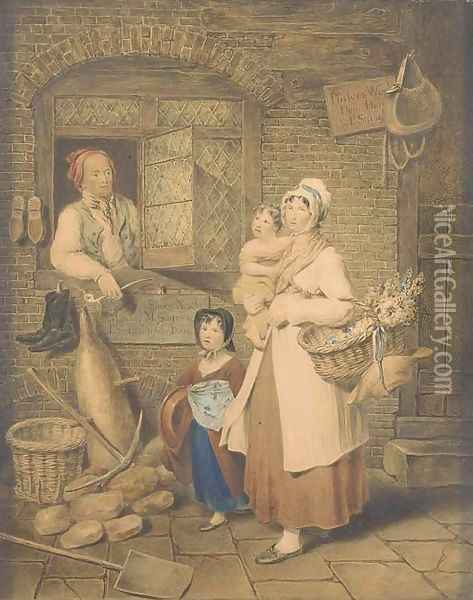 Off to market 2 Oil Painting - English School