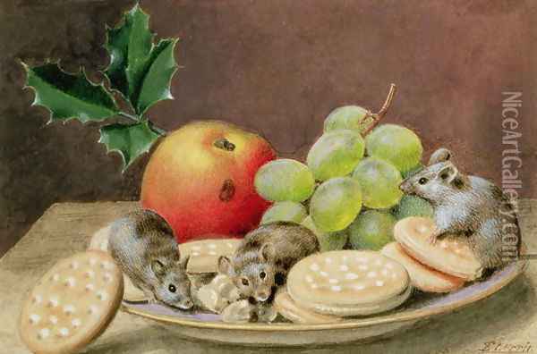 A Christmas Feast for Mice Oil Painting - John Sherrin