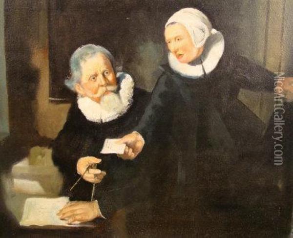 Portrait Of Jan Rijksen And Griet Jans Oil Painting - Rembrandt Van Rijn