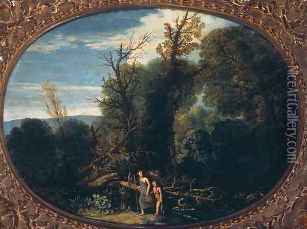 Landscape with Tobias and the Angel Oil Painting - Pietro Paolo Bonzi