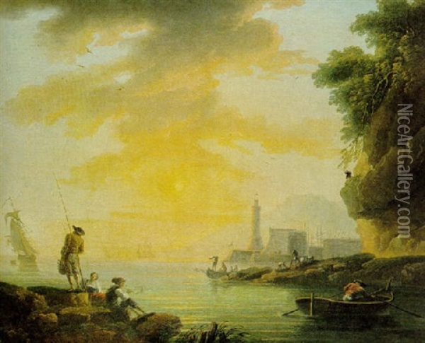 Puerto De Marsella Oil Painting - Charles Francois Lacroix
