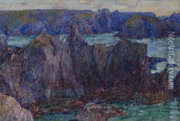 Entrance To A Fjord, Belle-ile (l'entree D'une Fjord) Oil Painting - John Peter Russell