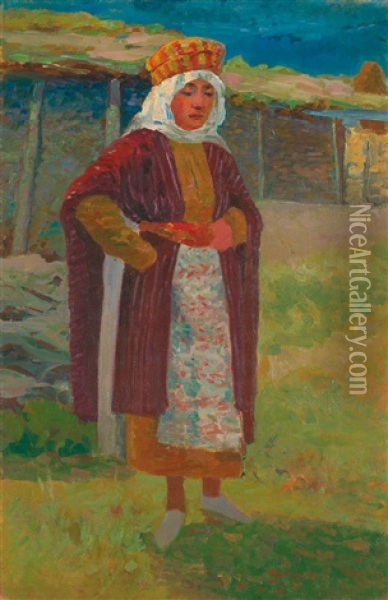 Femme Du Caucase Oil Painting - Evgeniy Ivanovich Pospolitaki