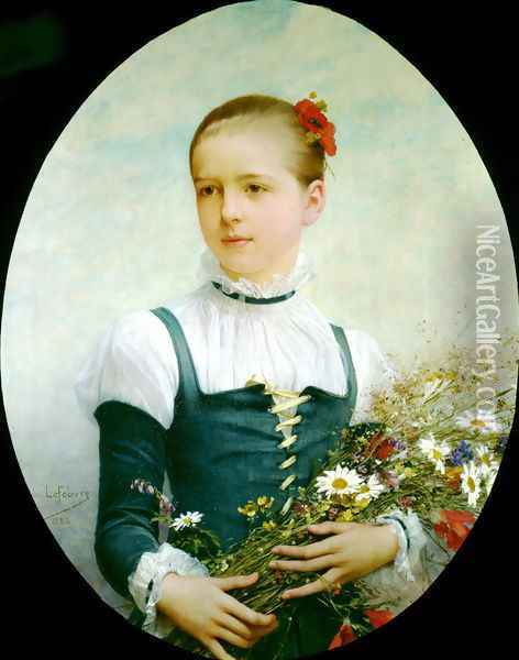 Portrait Of Edna Barger Of Connecticut Oil Painting - Jules Joseph Lefebvre