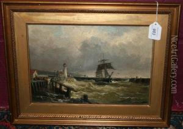Ship Entering A Harbour Oil Painting - Robert Ernest Roe