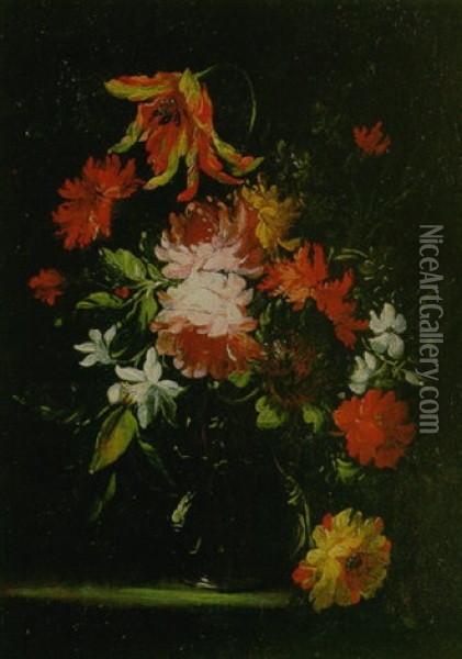 Blumen In Einer Glasvase Oil Painting - Margherita Caffi