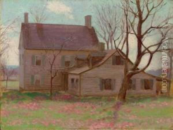 The Ralph Mead House, Quaker Ridge Farm, Greenwich, Connecticut Oil Painting - Charles Curran