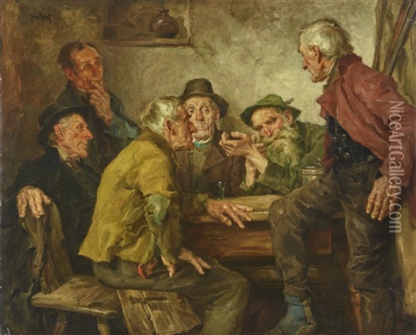 Regular Guests In An Inn Oil Painting - Hans Best