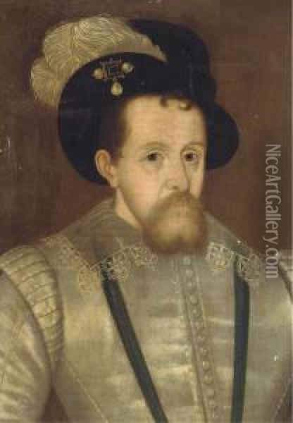 Portrait Of James I, Quarter-length, In A White Doublet And Lacecollar Oil Painting - John de Critz