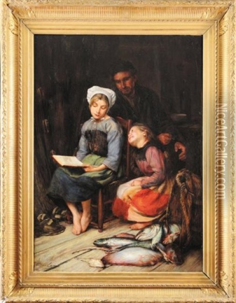 Les Enfants Du Pecheur Oil Painting - Victor Laine