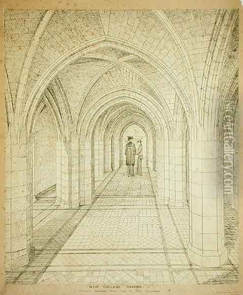 New College Oxford Proposed passage from Old to New Buildings, 1875-77 Oil Painting - Sir George Gilbert Scott